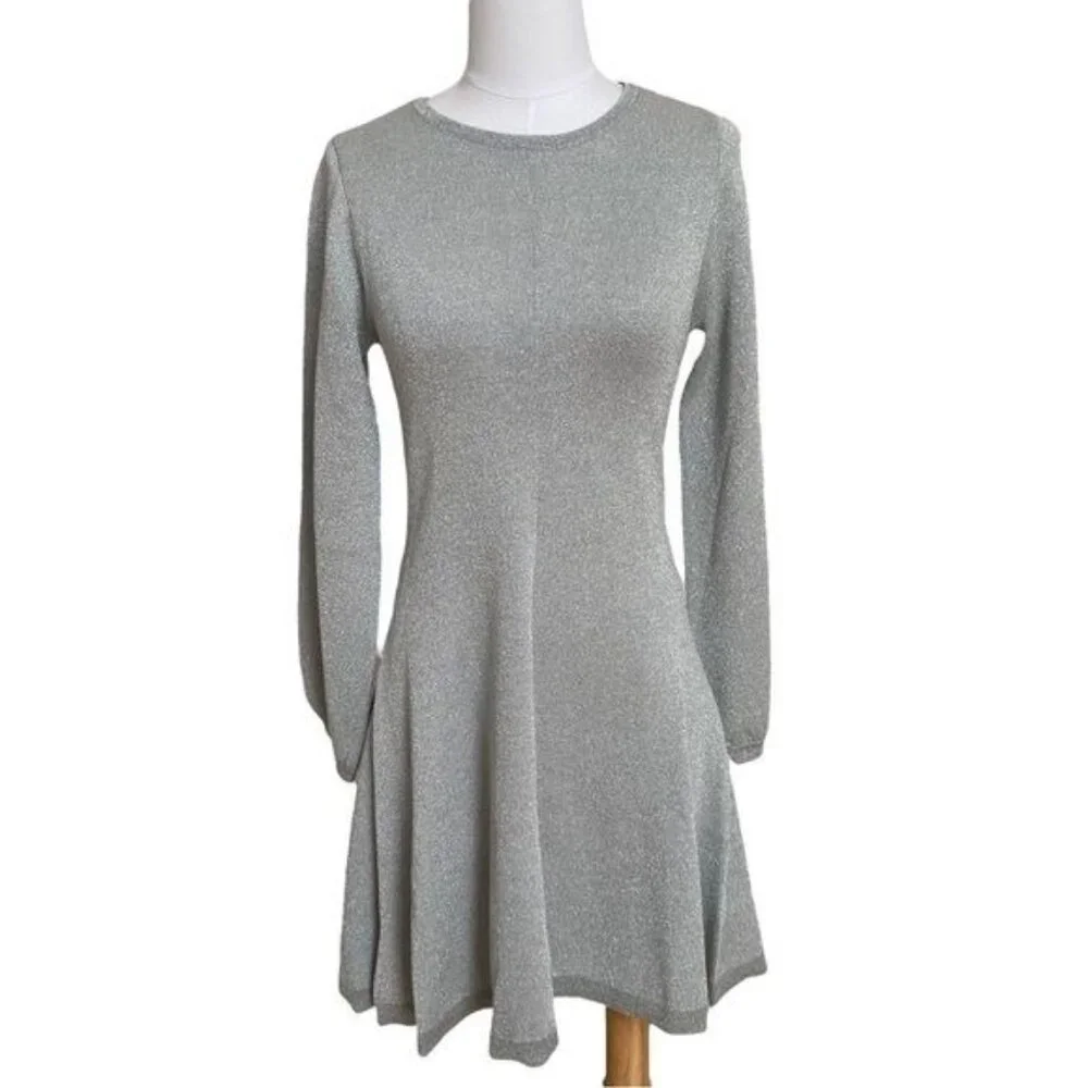 J. Crew Lurex Twist Back Dress in Silver Grey Size Medium NWT